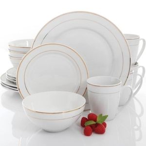 Gibson Palladine 20-Piece Dinner Set in Gold/White